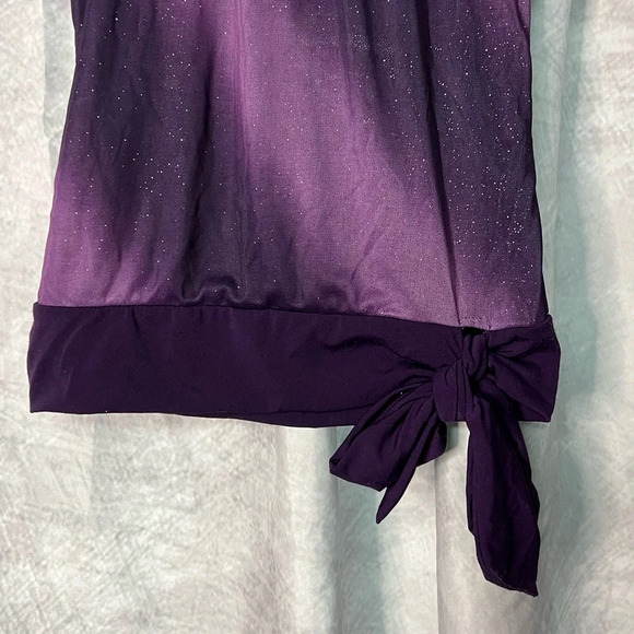 Candie’s Girl Purple Ombre Glitter Flutter Sleeve Top with Bow at the Waist -MED - Picture 3 of 9